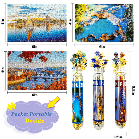 Mini Size 3 Pack 150 Pieces Puzzles Egypt Nile River World Landmarks Theme Puzzle for Adult 6 x 4 Inches