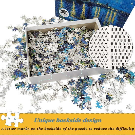 Large Jigsaw Puzzles 2000 Pieces Starry Night Over The Rhone Oil Painting Artwork Puzzle