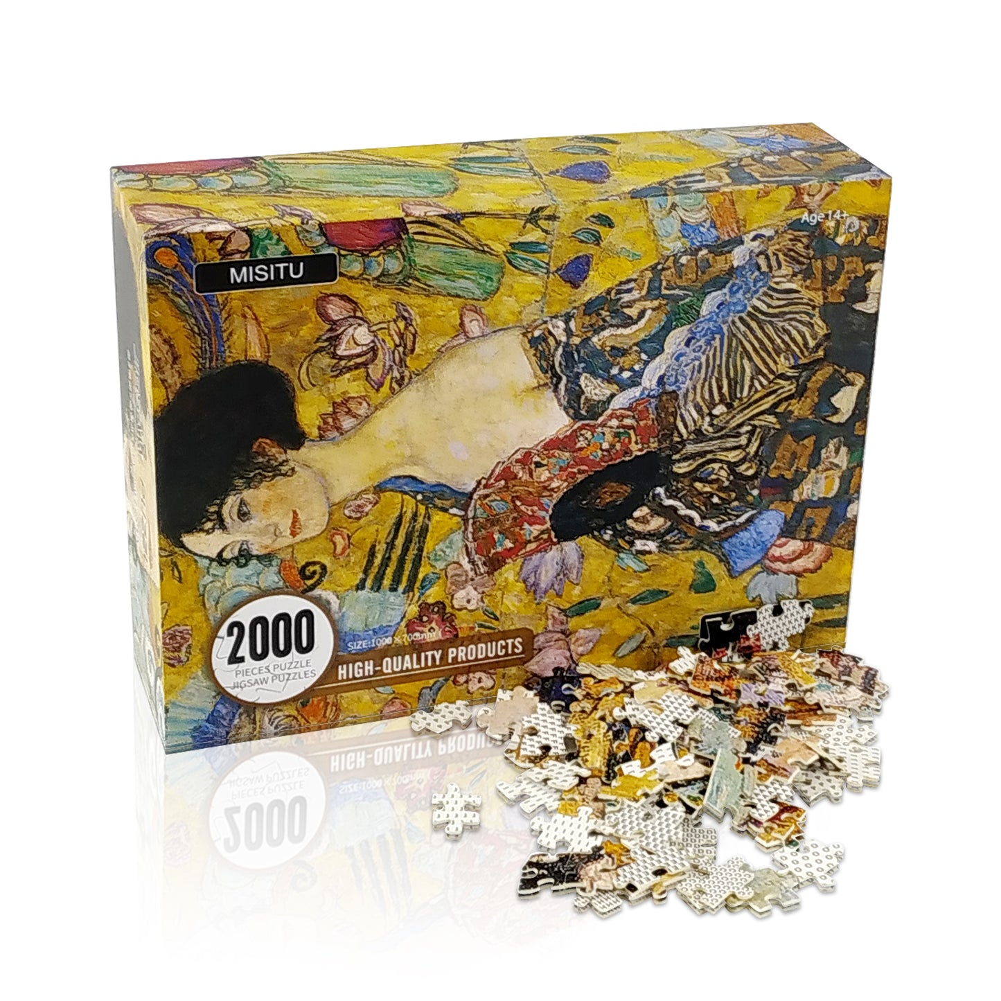 Large Jigsaw Puzzles 2000 Pieces Lady with Fan Klimt Oil Painting Artwork Puzzle