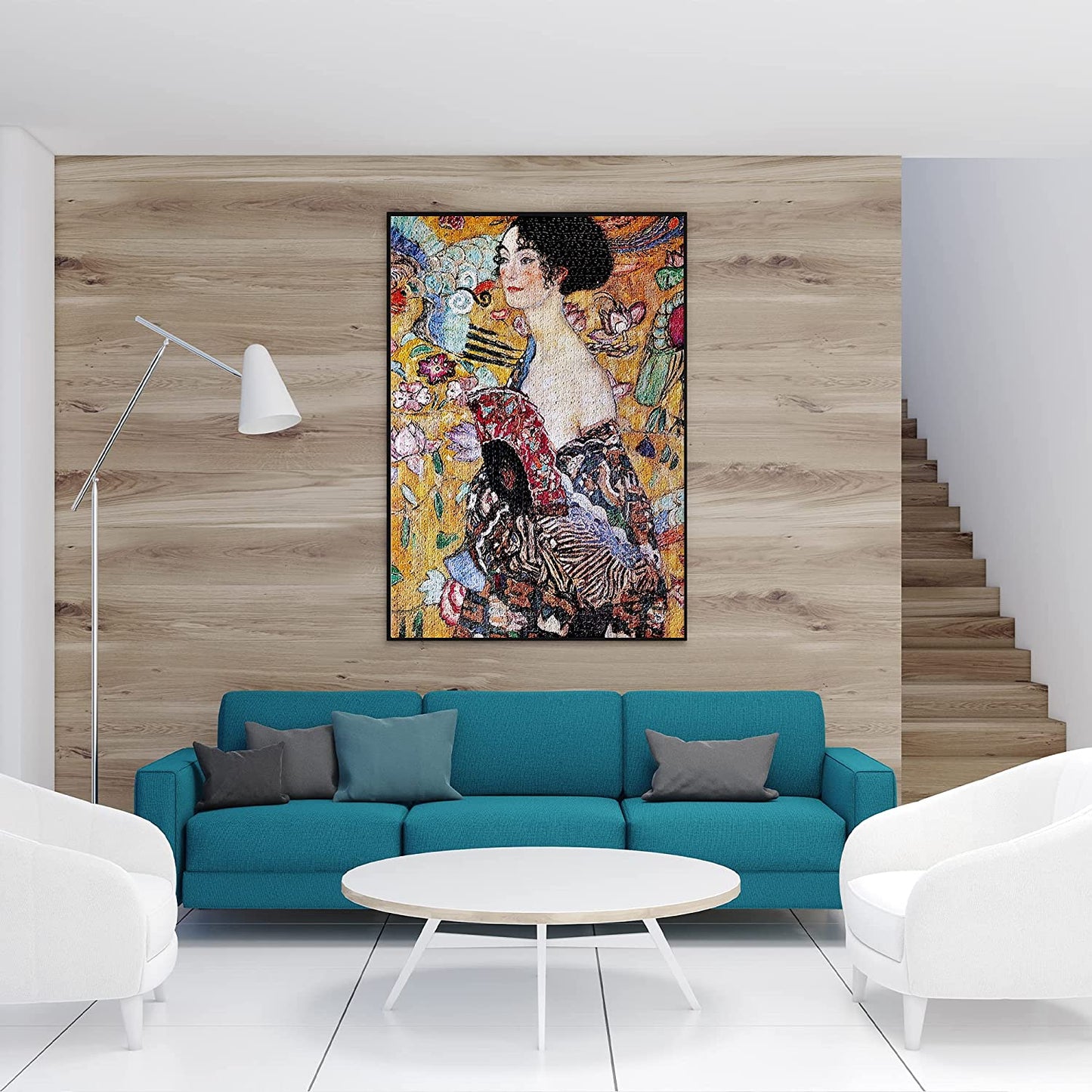 Large Jigsaw Puzzles 2000 Pieces Lady with Fan Klimt Oil Painting Artwork Puzzle
