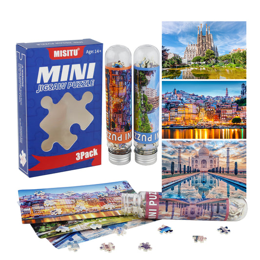 Mini Jigsaw Puzzles 3 Pack 150 Pieces Puzzles - Taj Mahal - for Adult 6 x 4 Inches