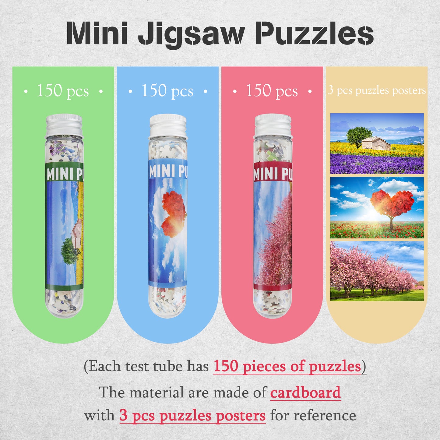 Mini Size 3 Pack 150 Pieces Puzzles Cherry Blossom Puzzle for Adult 6 x 4 Inches