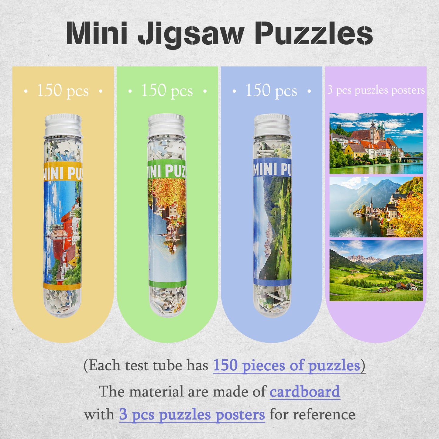 Mini Size Lake Mountain Landscape Puzzle 3 Pack 150 Pieces Puzzles for Adult 6 x 4 Inches