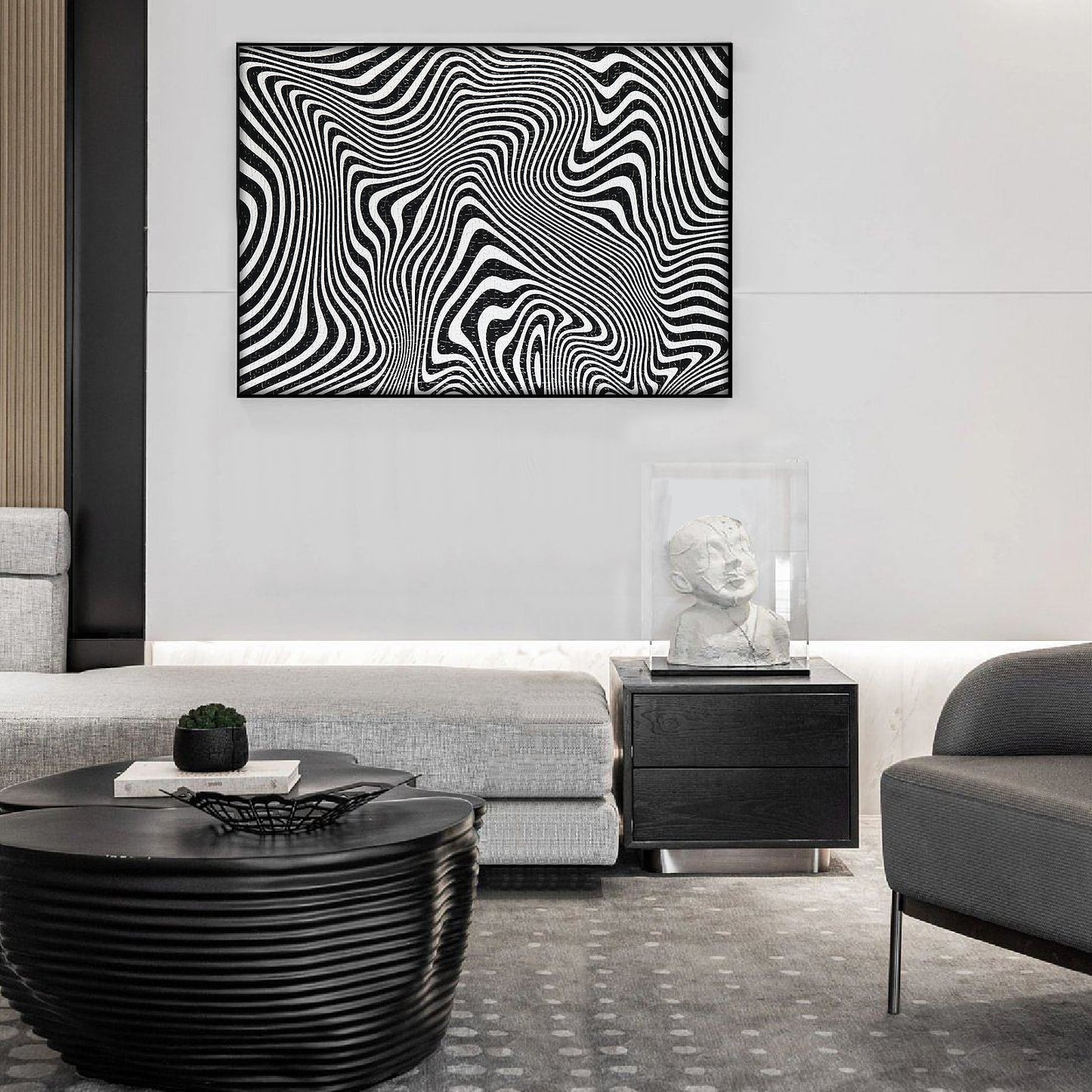 Difficult Jigsaw Puzzles 1000 Pieces Abstract Black and White Pattern Puzzles Challenge for Adults