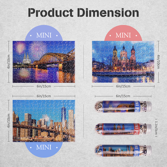 MISITU Mini Puzzle - Bridges - 3 Pack of 150 Pieces Puzzles for Adult Travel Puzzle 6 x 4 Inches