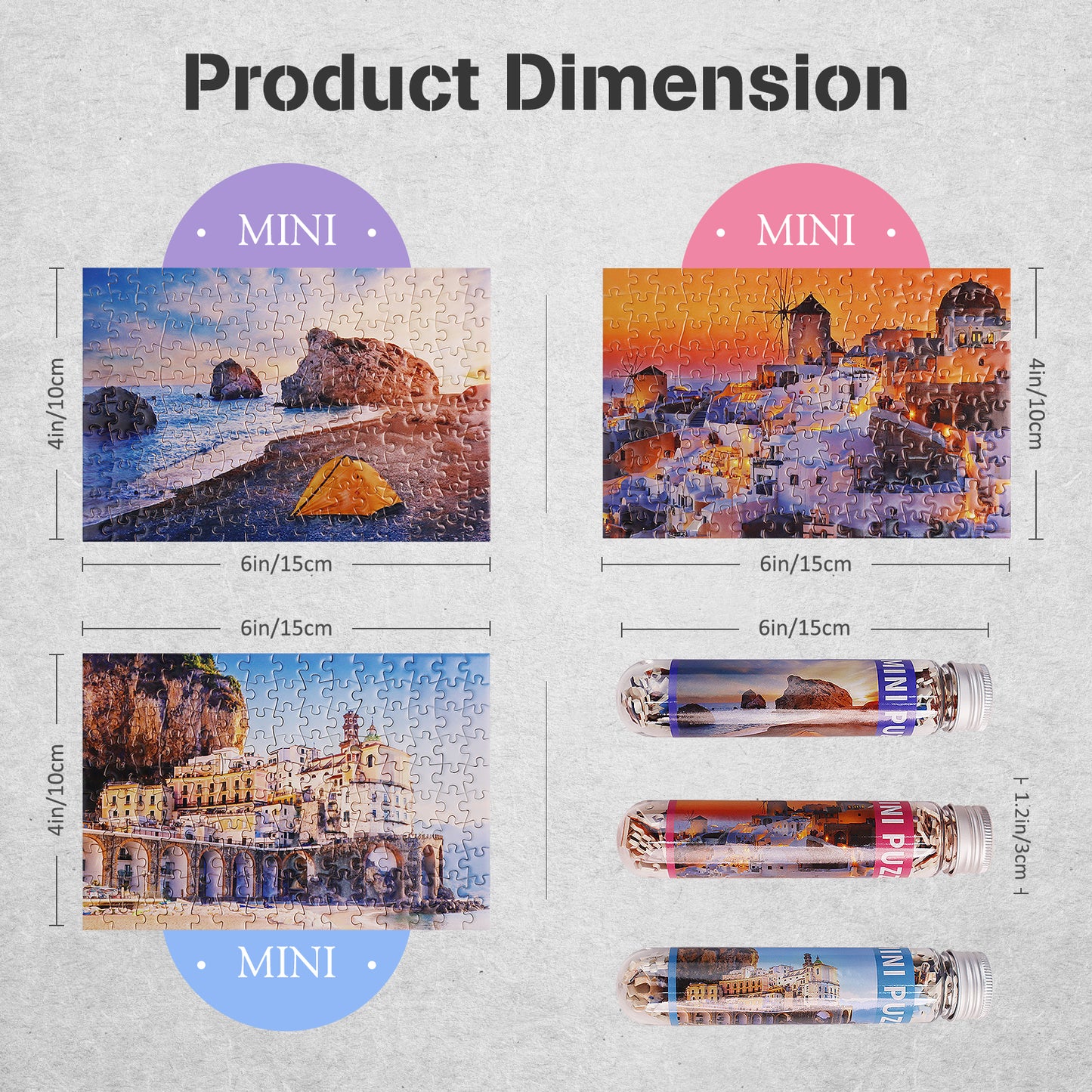 MISITU Mini Puzzle -Beach - 3 Pack of 150 Pieces Puzzles for Adult Travel Puzzle 6 x 4 Inches