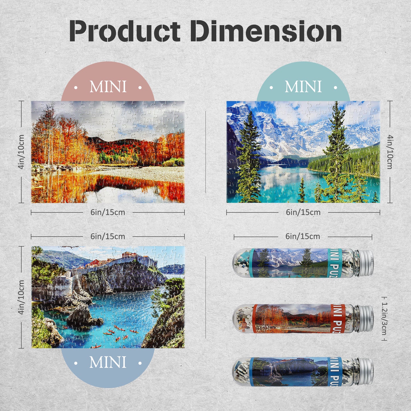 Mini Jigsaw Puzzles 3 Pack 150 Pieces Puzzles - Lake - for Adult 6 x 4 Inches