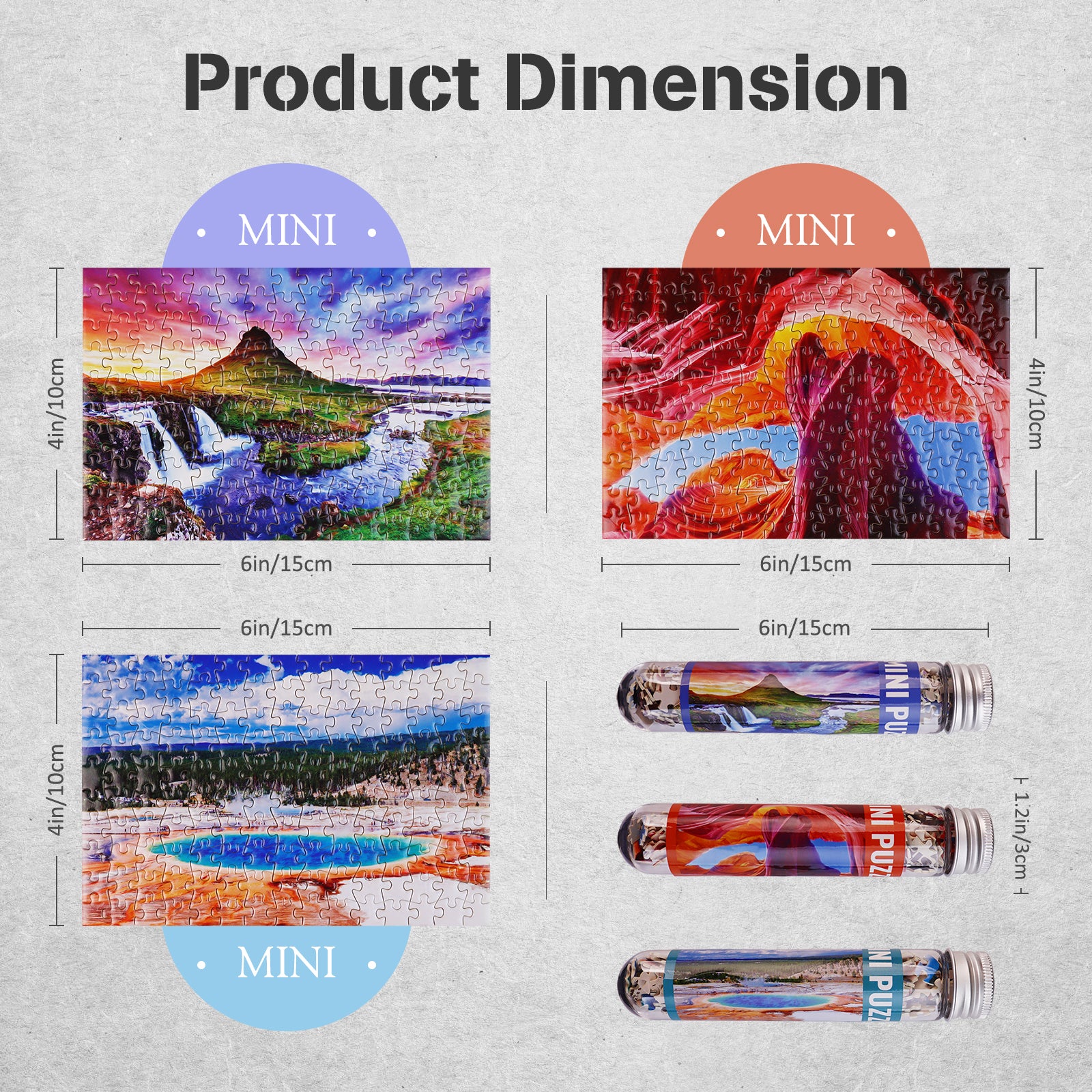 Mini Puzzle 3 Pack 150 Pieces Mini Jigsaw Puzzles For Adults & Kids 6" X 4" Small Puzzles Capsule Tube Jigsaw Puzzles Intelligent Game Mona Lisa