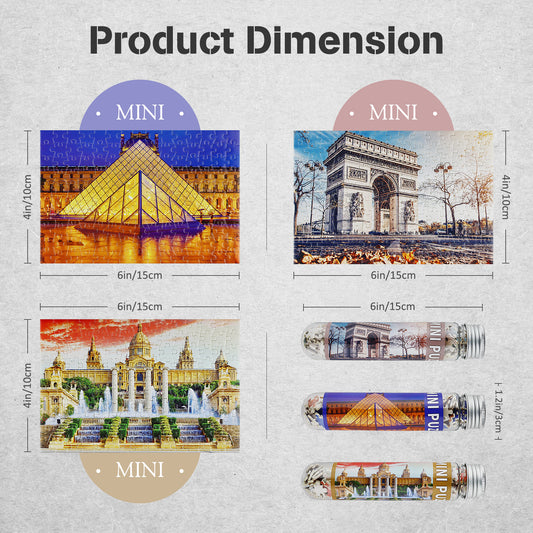 Mini Jigsaw Puzzles 3 Pack 150 Pieces Puzzles - Arc de Triomphe - for Adult 6 x 4 Inches