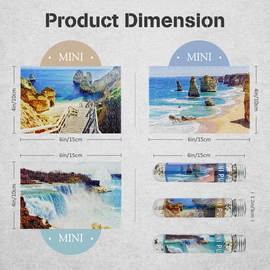 Mini Jigsaw Puzzles 3 Pack 150 Pieces Puzzles - Beach - for Adult 6 x 4 Inches