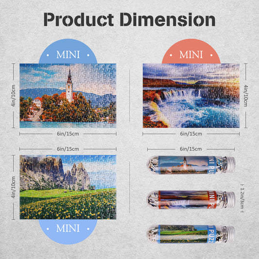 MISITU Mini Puzzle -Church Flower Fields Waterfall  - 3 Pack of 150 Pieces Puzzles for Adult Travel Puzzle 6 x 4 Inches