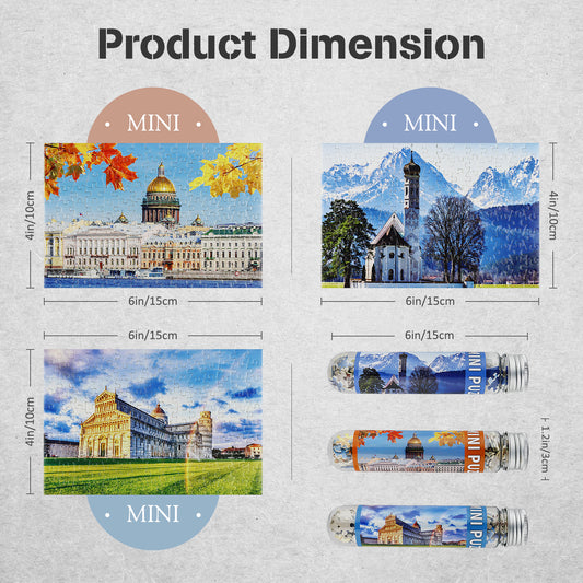 Jigsaw Puzzles Mini Size 3 Pack 150 Pieces Puzzles - Leaning Tower of Pisa - for Adult 6 x 4 Inches