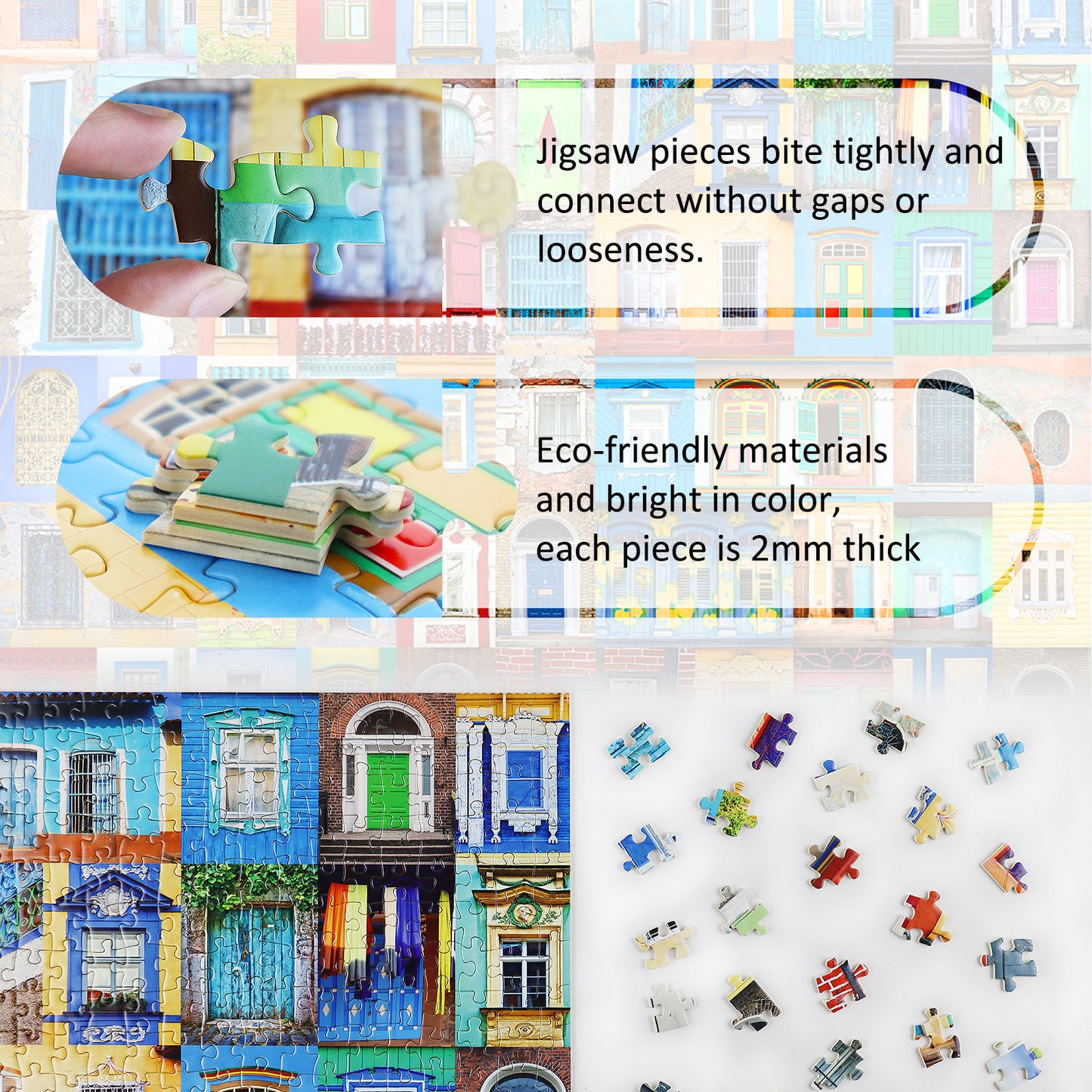 Jigsaw Puzzles 1000 Pieces Doors Windows of World Puzzles for Adults 28 x 20 Inches