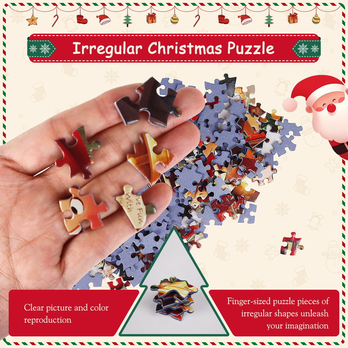 451 Pieces Christmas Tree Shape Jigsaw Puzzles Challenge for Kids and Adults Home Decoration