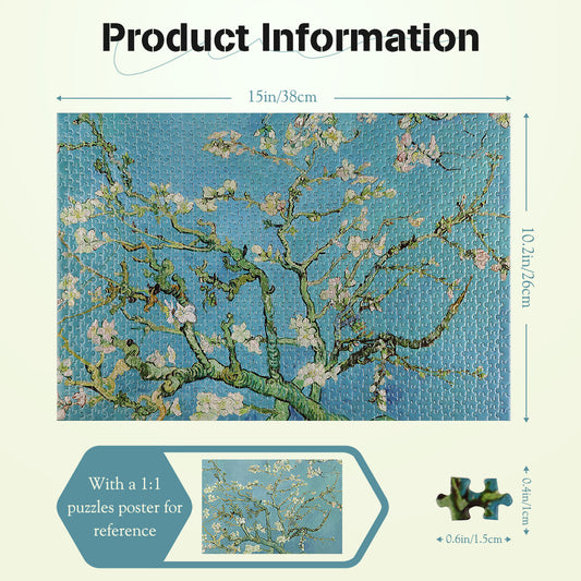Mini Jigsaw Puzzles 1000 Pieces Monet Oil Painting Puzzle - Almond Blossom - Puzzle Decor 38x26cm