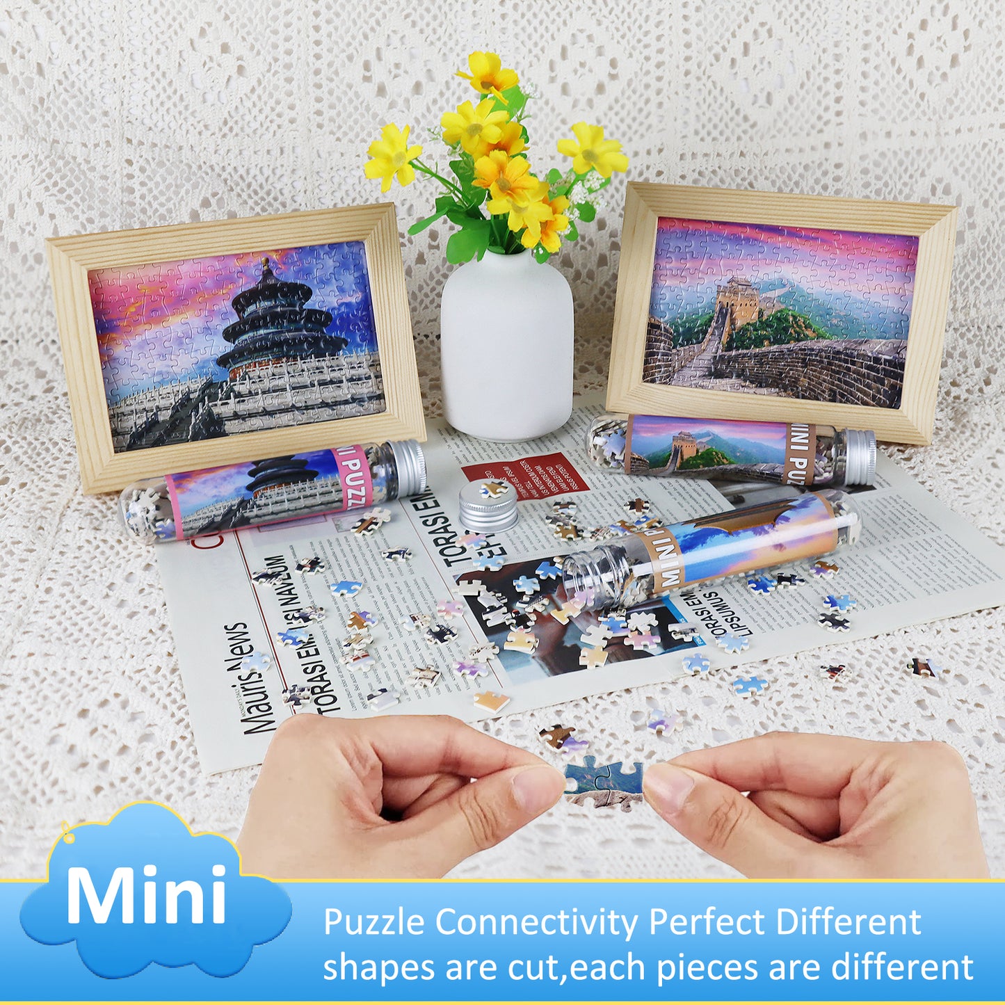 MISITU Mini Puzzle - Forbidden City - 3 Pack of 150 Pieces Puzzles for Adult 6 x 4 Inches