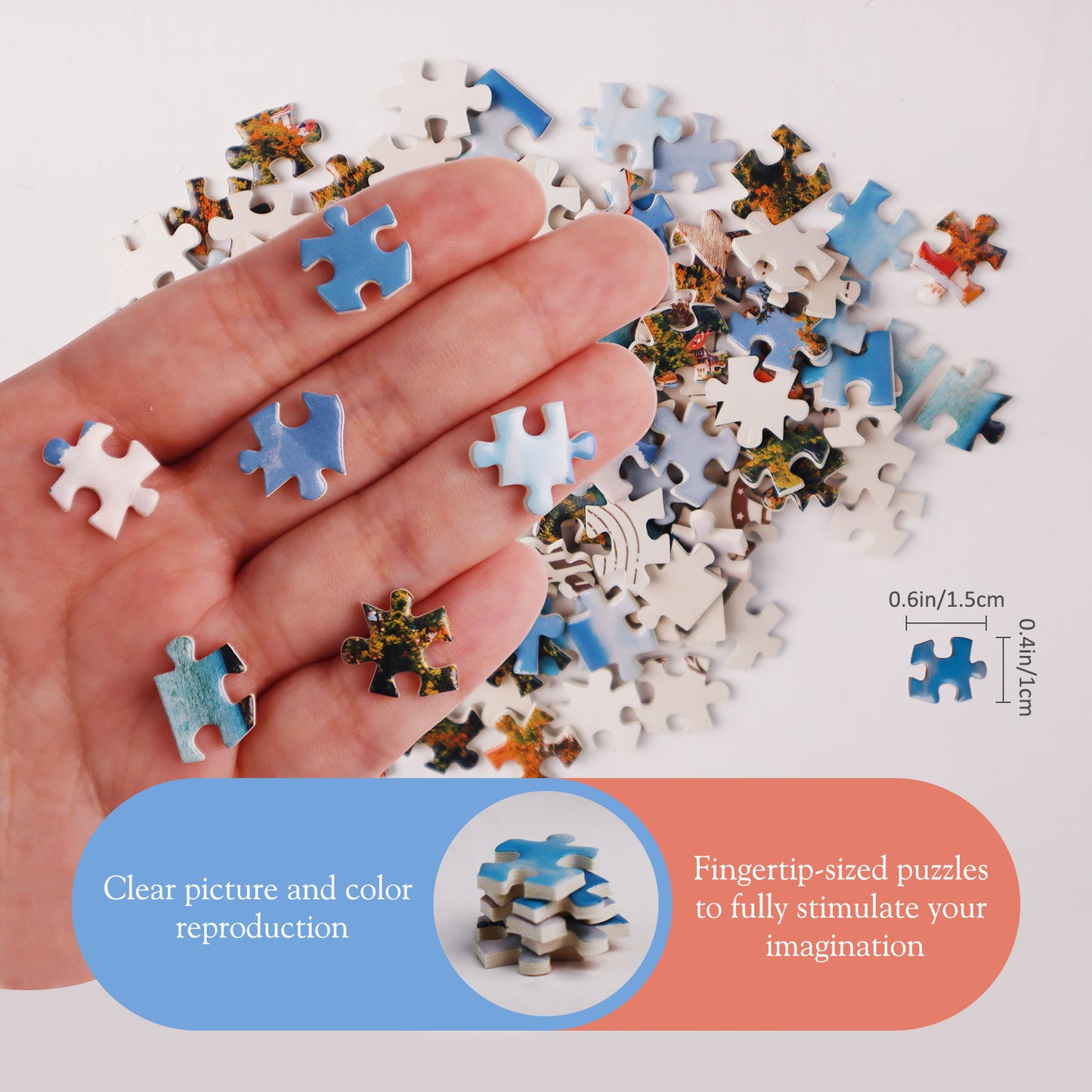 MISITU Mini Puzzle -Church Flower Fields Waterfall  - 3 Pack of 150 Pieces Puzzles for Adult Travel Puzzle 6 x 4 Inches