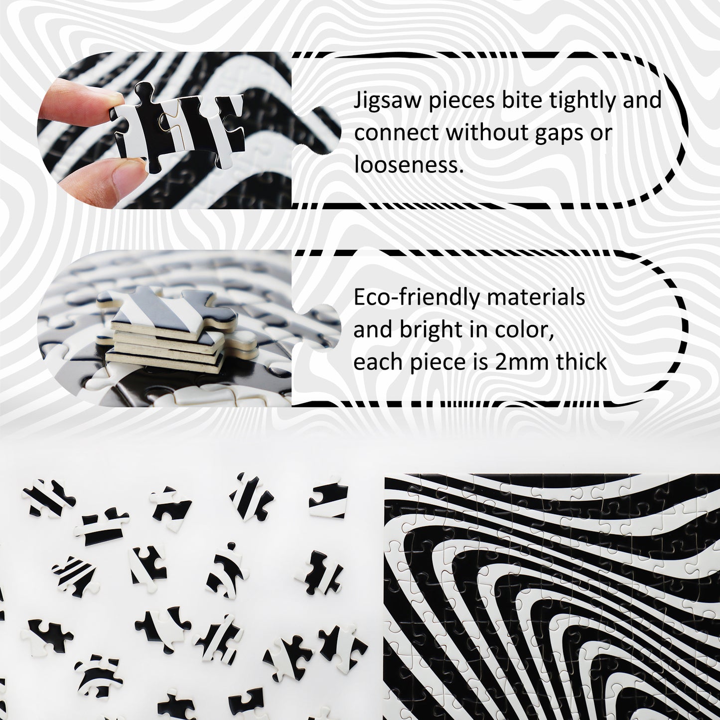 Difficult Jigsaw Puzzles 1000 Pieces Abstract Black and White Pattern Puzzles Challenge for Adults