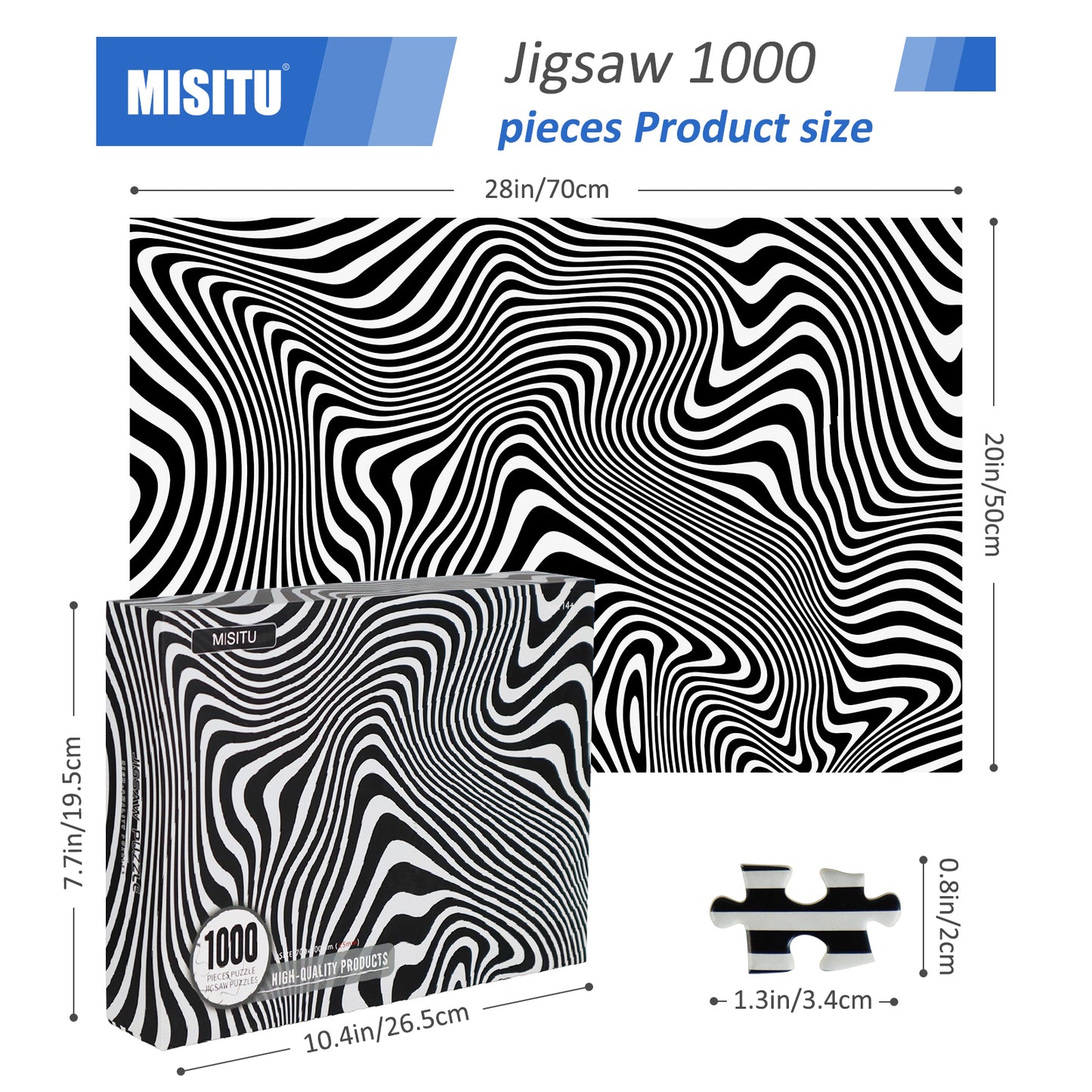 Difficult Jigsaw Puzzles 1000 Pieces Abstract Black and White Pattern Puzzles Challenge for Adults