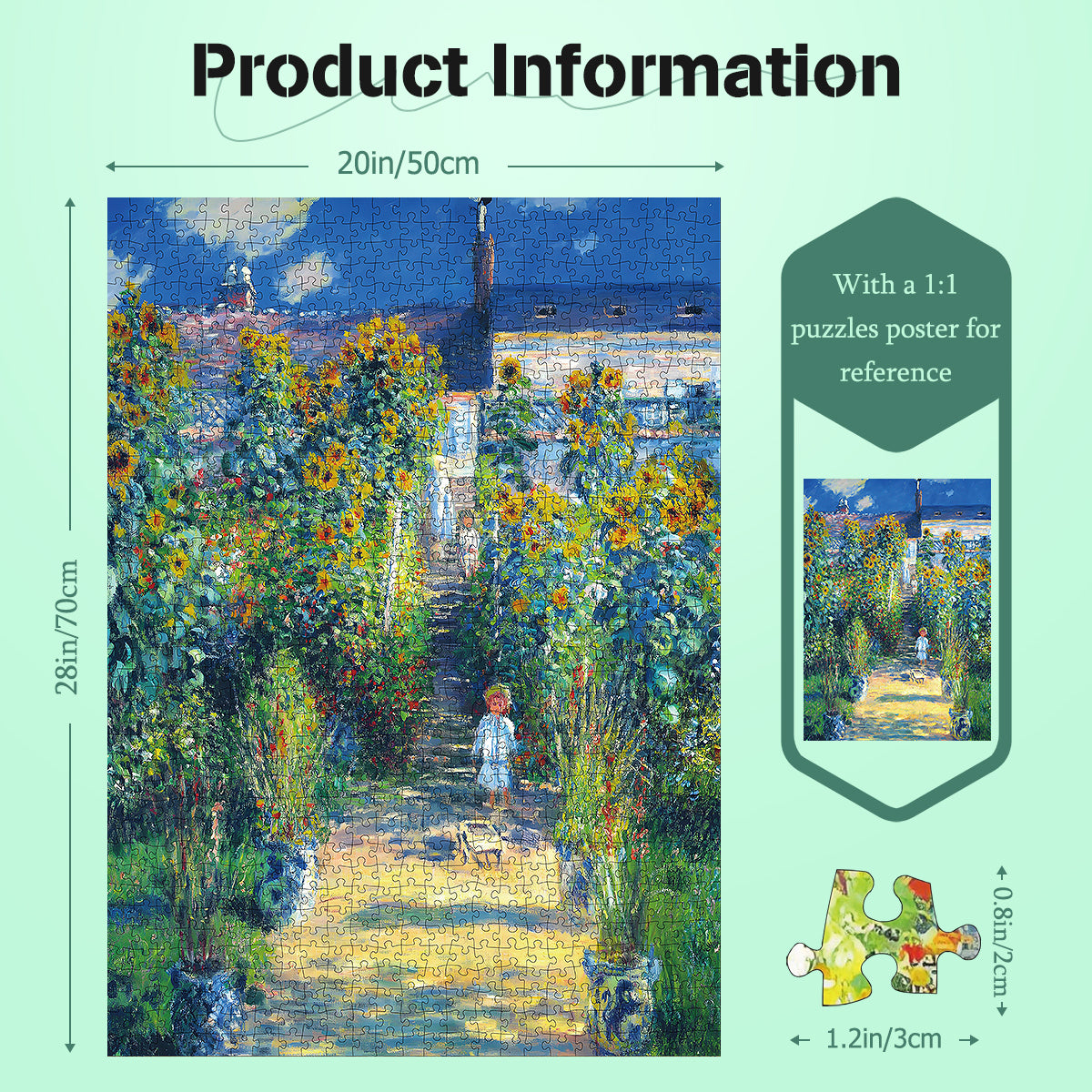1000 Pieces Jigsaw Puzzles Challenge for Adults Home Decoration Monet Garden Painting