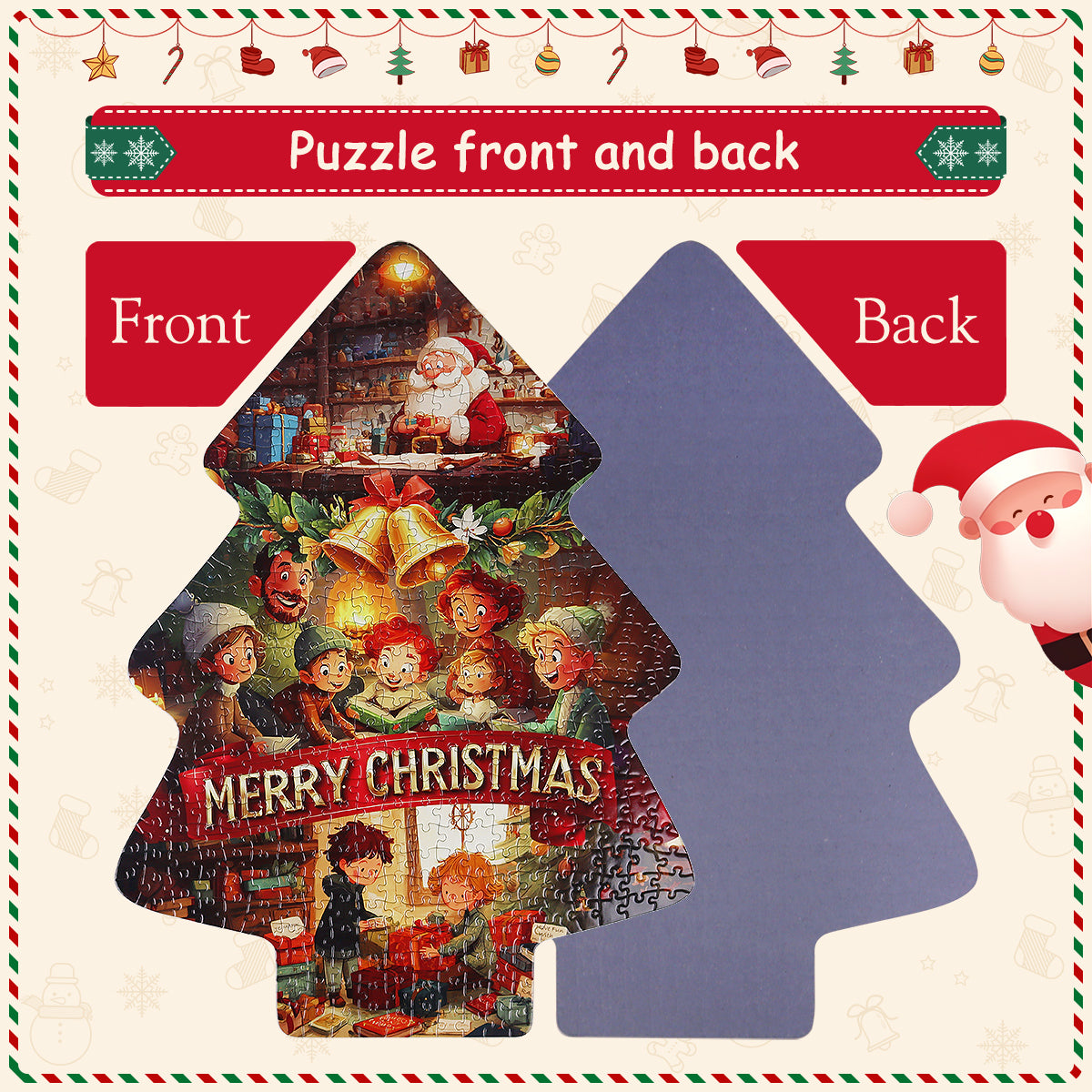 451 Pieces Christmas Tree Shape Jigsaw Puzzles Challenge for Kids and Adults Home Decoration