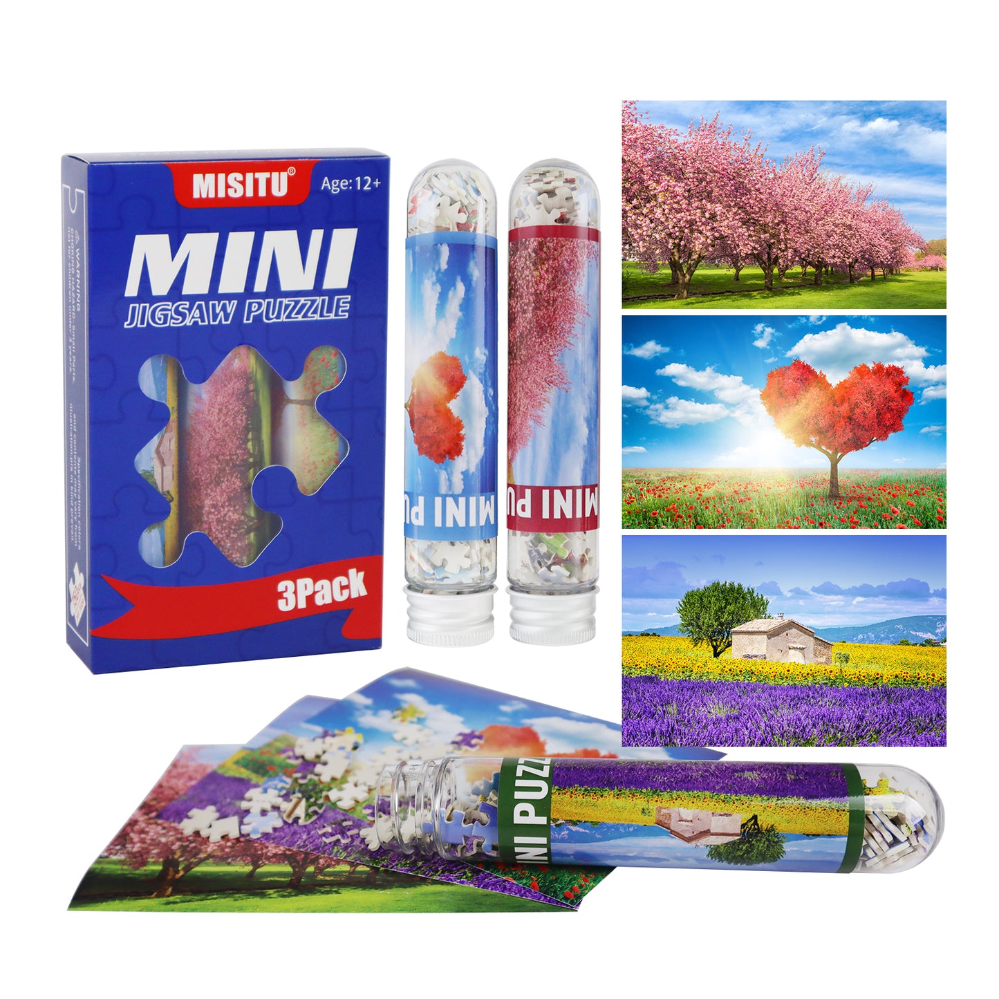 Mini Size 3 Pack 150 Pieces Puzzles Cherry Blossom Puzzle for Adult 6 x 4 Inches