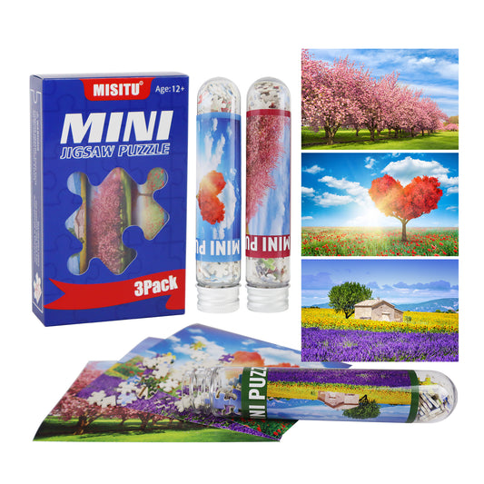 Mini Size 3 Pack 150 Pieces Puzzles Cherry Blossom Puzzle for Adult 6 x 4 Inches