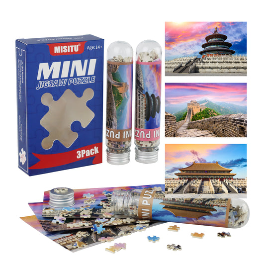 MISITU Mini Puzzle - Forbidden City - 3 Pack of 150 Pieces Puzzles for Adult 6 x 4 Inches