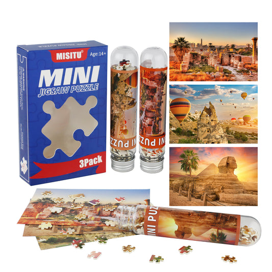 Jigsaw Puzzles Mini Size 3 Pack 150 Pieces Puzzles - Pyramid - for Adult 6 x 4 Inches