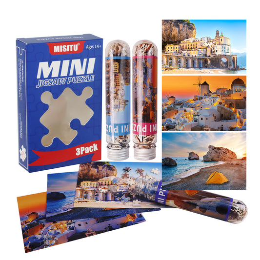 MISITU Mini Puzzle -Beach - 3 Pack of 150 Pieces Puzzles for Adult Travel Puzzle 6 x 4 Inches