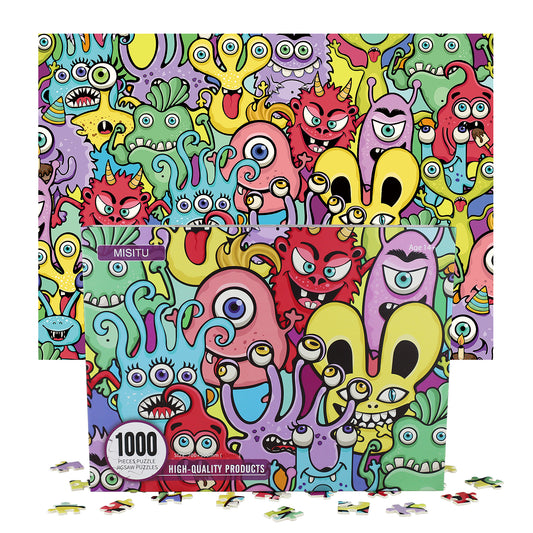 MISITU Jigsaw Puzzles 1000 Pieces - Monster - Cartoon Puzzles 28 x 20 Inches
