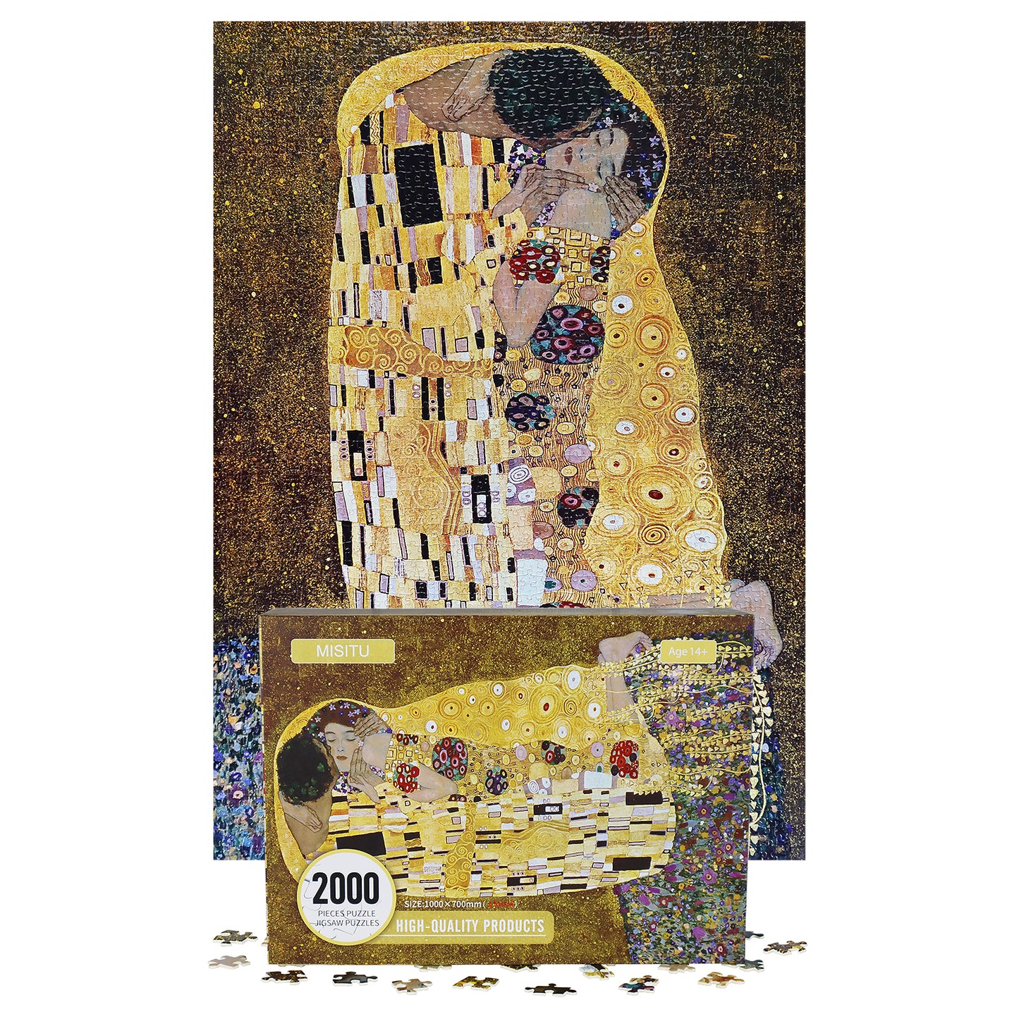 Large Jigsaw Puzzles 2000 Pieces The Kiss Klimt Oil Painting Artwork Puzzle