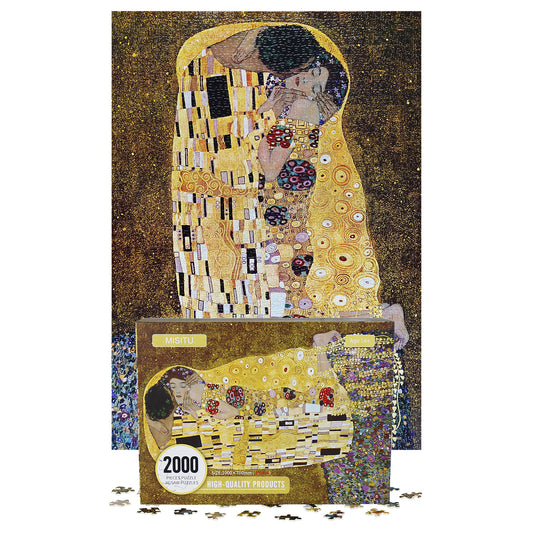 Large Jigsaw Puzzles 2000 Pieces The Kiss Klimt Oil Painting Artwork Puzzle