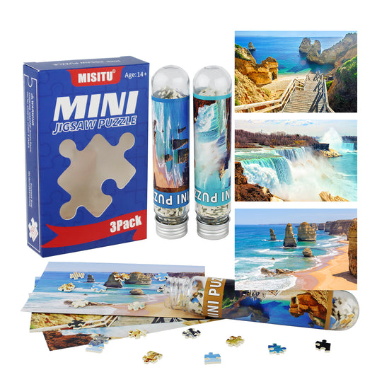Mini Jigsaw Puzzles 3 Pack 150 Pieces Puzzles - Beach - for Adult 6 x 4 Inches
