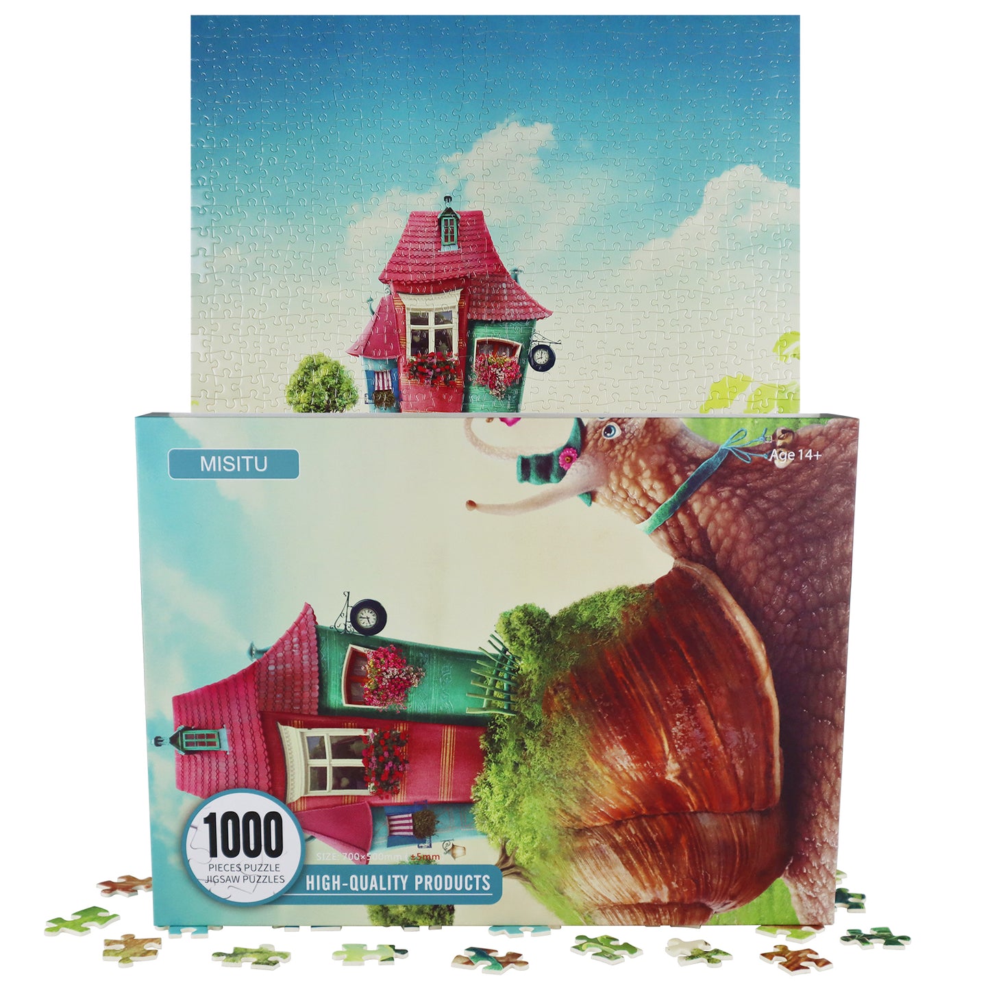MISITU Jigsaw Puzzles 1000 Pieces - Snail House - Cartoon Puzzles 28 x 20 Inches