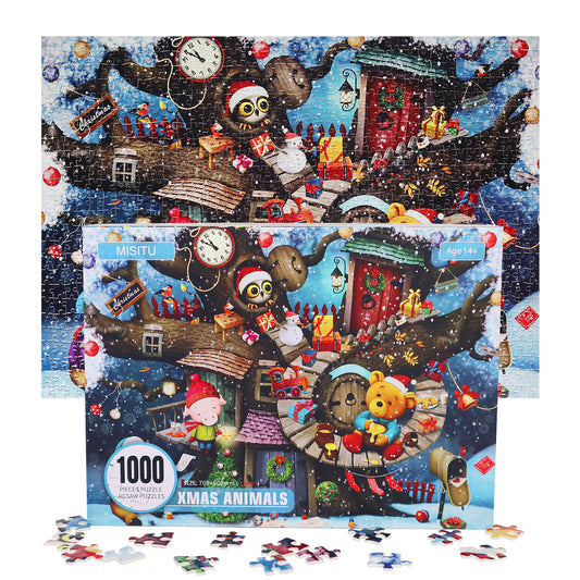1000 Pieces Jigsaw Puzzles Challenge for Adults Christmas Animals Puzzles Home Decoration