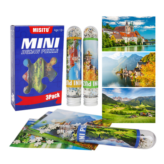 Mini Size Lake Mountain Landscape Puzzle 3 Pack 150 Pieces Puzzles for Adult 6 x 4 Inches