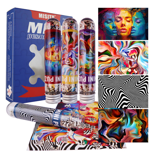 Jigsaw Puzzles Mini Size 4 Pack 150 Pieces Puzzle Abstract Pattern Puzzles for Adult 6 x 4 Inches
