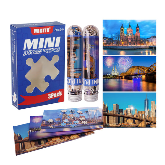 MISITU Mini Puzzle - Bridges - 3 Pack of 150 Pieces Puzzles for Adult Travel Puzzle 6 x 4 Inches