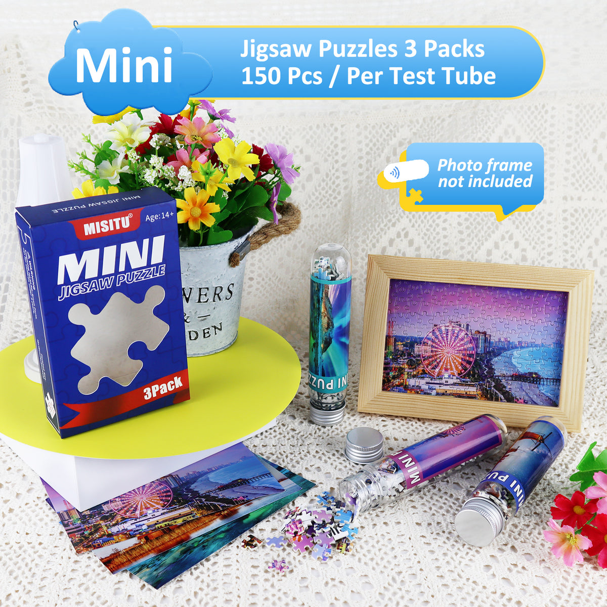 Mini Puzzl MISITU Puzzle Mini Size 3 Pack 150 Pieces Puzzles for Adults 6 x 4 Inc