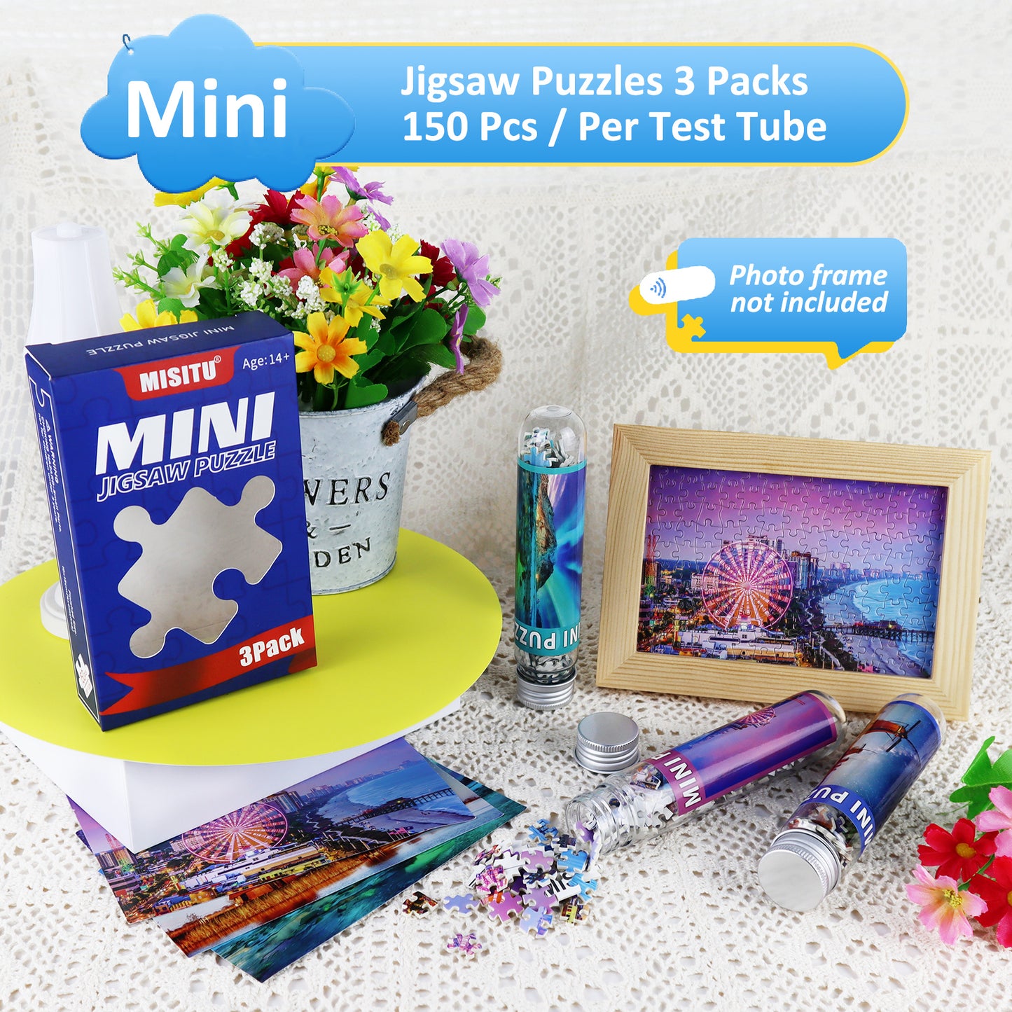 MISITU Puzzle Mini Size 3 Pack 150 Pieces Puzzles for Adults 6 x 4 Inches
