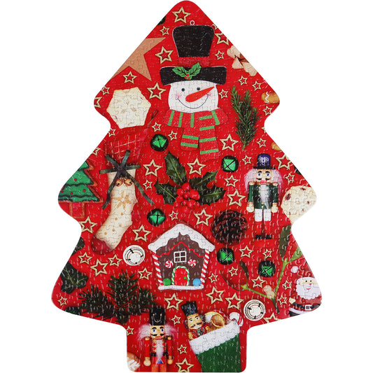 451 Pieces Christmas Tree Shape Snowman Jigsaw Puzzles Challenge for Kids and Adults Home Decoration