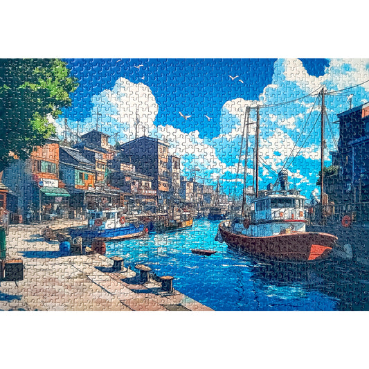 Mini Piece Puzzles 1000 Pieces Puzzle Harbor Puzzle Decor 38x26cm