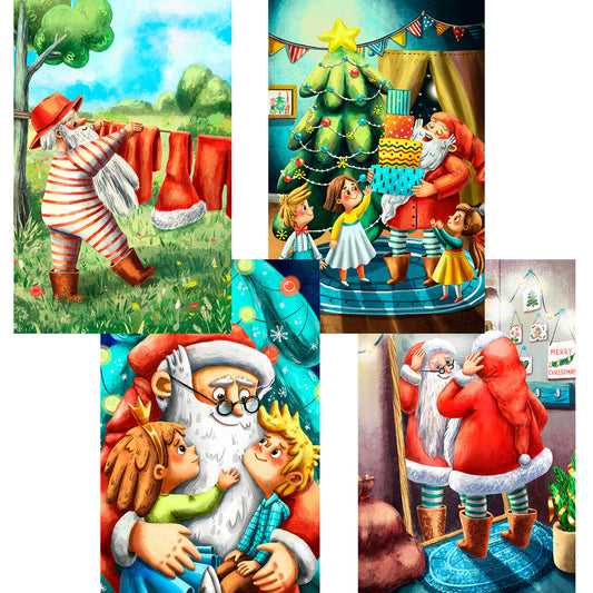 Christmas Theme Jigsaw Puzzles Mini Size 4 Pack 150 Pieces Puzzle Santa Claus Puzzles for Adult 6 x 4 Inches