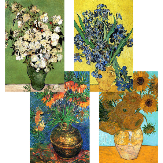 MISITU Mini Puzzle -Flowers Oil Painting - 4 Pack of 150 Pieces Puzzles for Adult Travel Puzzle 6 x 4 Inches