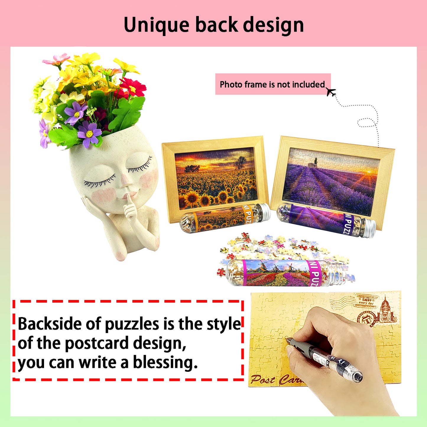 Mini Size 3 Pack 150 Pieces Puzzles Lavender Flower Theme Puzzle for Adult 6 x 4 Inches