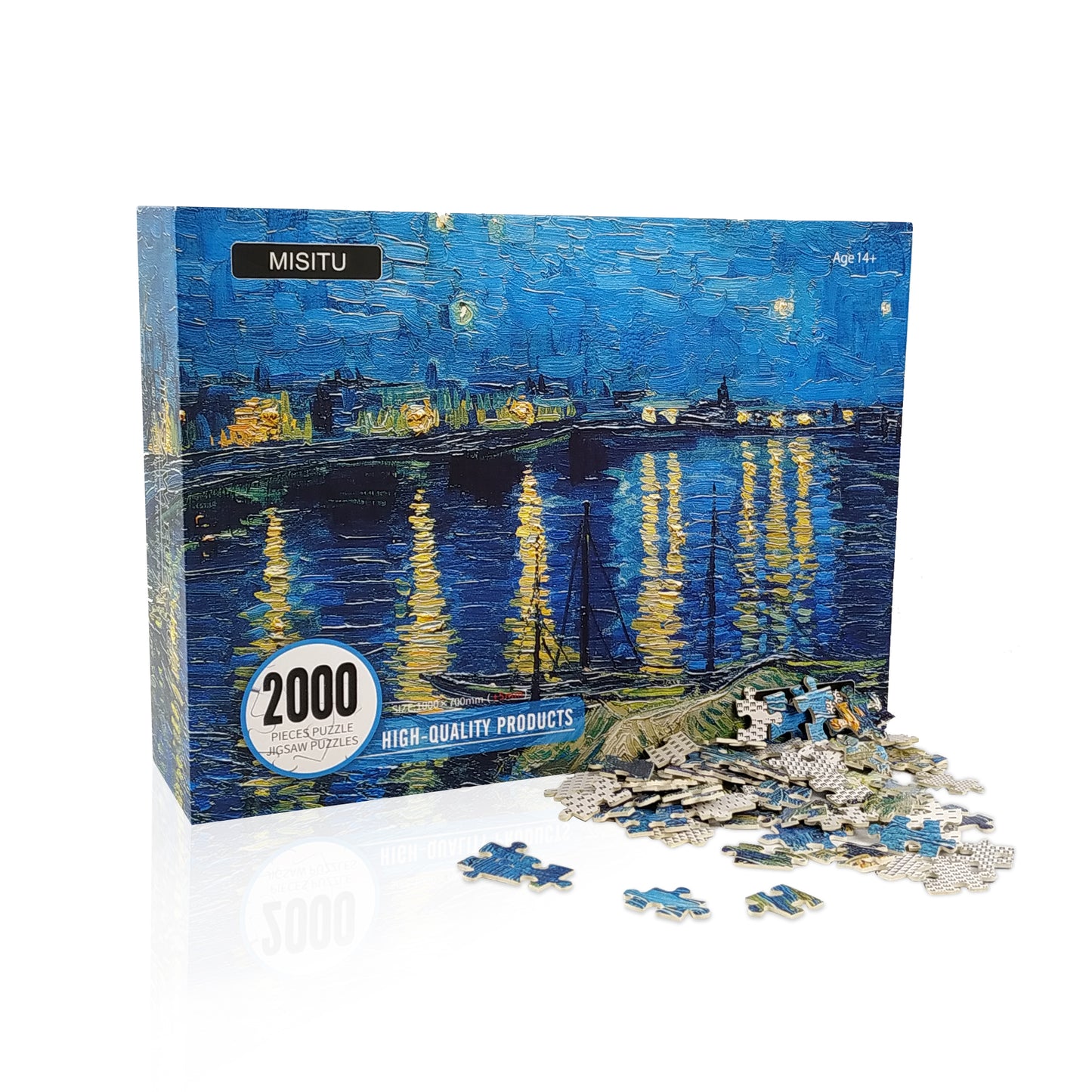 Large Jigsaw Puzzles 2000 Pieces Starry Night Over The Rhone Oil Painting Artwork Puzzle